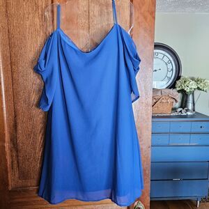 Deep Blue Cold Shoulder Dress Women's Medium - Cobalt Mini Party Dress Size M
